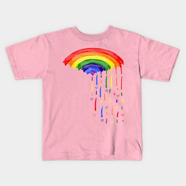 Love rainbow rain Kids T-Shirt by CindyS